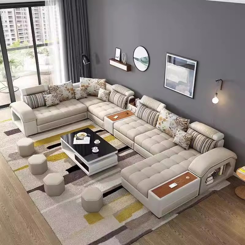 Home Cinema Sofa - طقم أريكة قماشية على شكل حرف