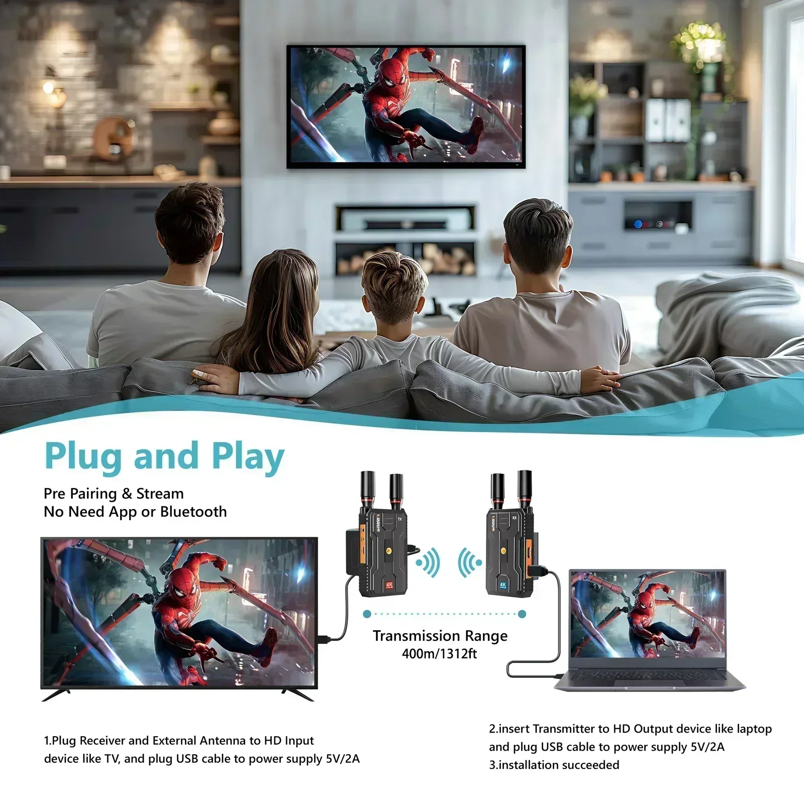 Home Cinema Wireless - نظام نقل الصوت والفيديو اللاسلكي Vrriis