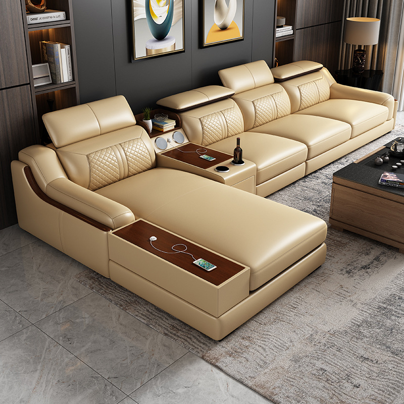 أريكة جلدية بسيطة وعصرية لغرفة - مراجعة Home Cinema Sofa وسعره