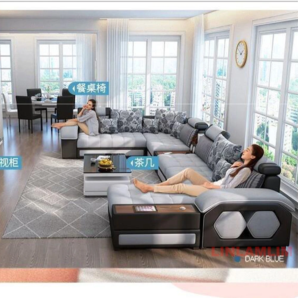 طقم أريكة قماشية على شكل حرف U - مراجعة Home Cinema Sofa وسعره